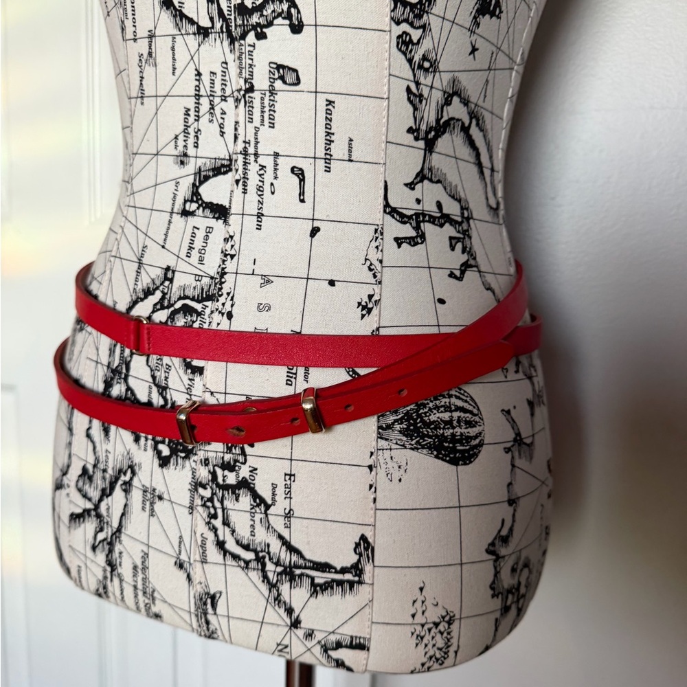 NWOT Maison Boinet Double Wrap Belt skinny red leather EU waist 30 minimal